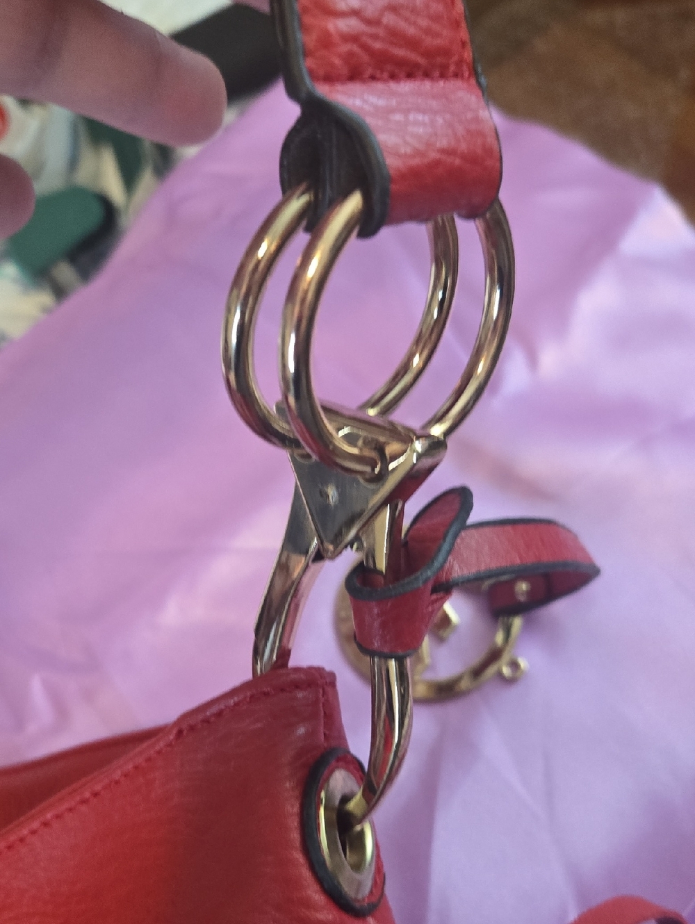 Michael Kors Red Leather Hobo Bag with Tassels - Picture 5 of 9